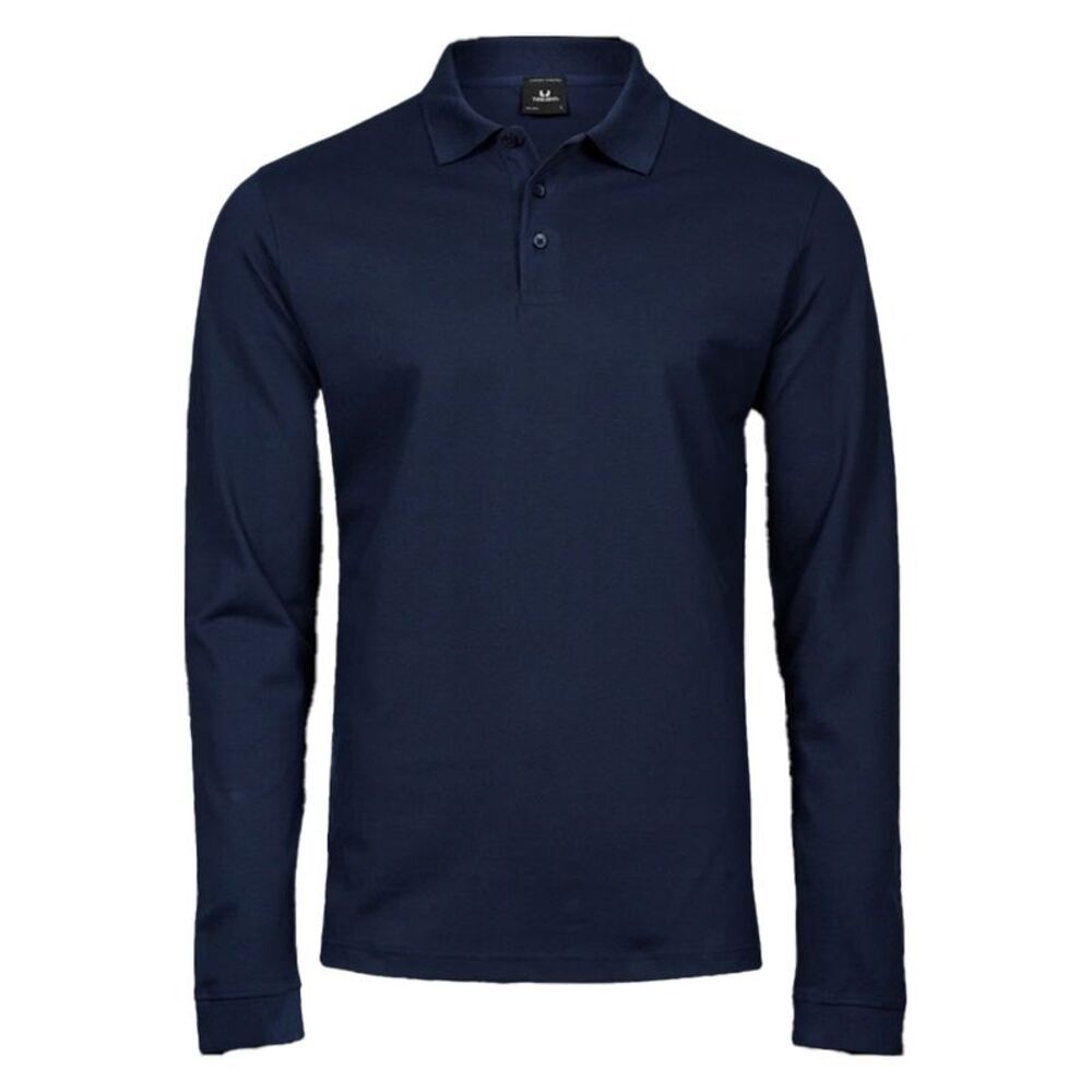 Tee Jays Mens Pima Cotton Long-Sleeved Polo Shirt / Navy